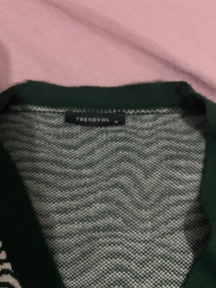 Zebra Desenli Yeşil Örgü Hırka - Görsel 2