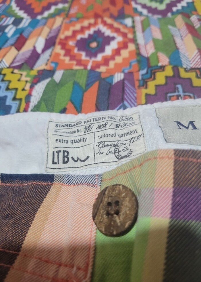 Renkli kareli erkek şort - Görsel 2