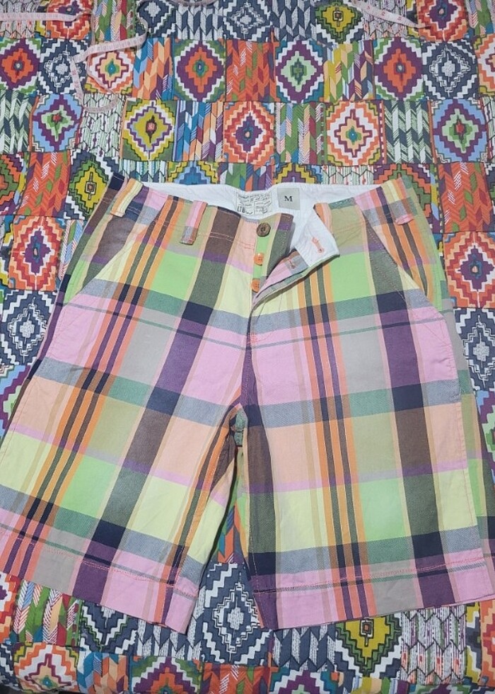 Renkli kareli erkek şort - Görsel 4