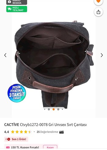 Gri Unisex Sırt Çantası Laptop bölmeli - Görsel 6