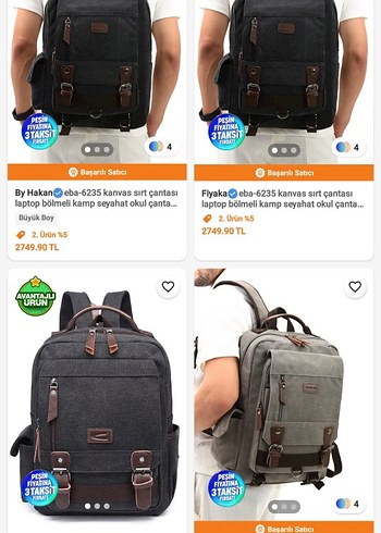 Gri Unisex Sırt Çantası Laptop bölmeli - Görsel 2