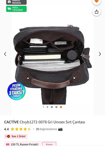 Gri Unisex Sırt Çantası Laptop bölmeli - Görsel 4