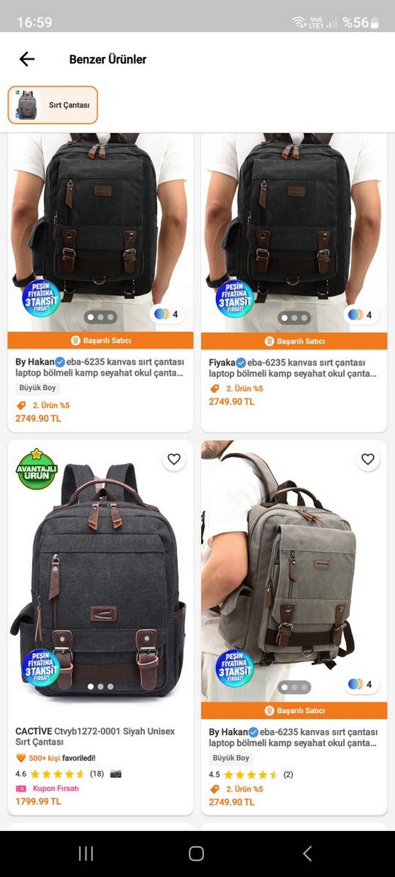 Gri Unisex Sırt Çantası Laptop bölmeli - Görsel 2