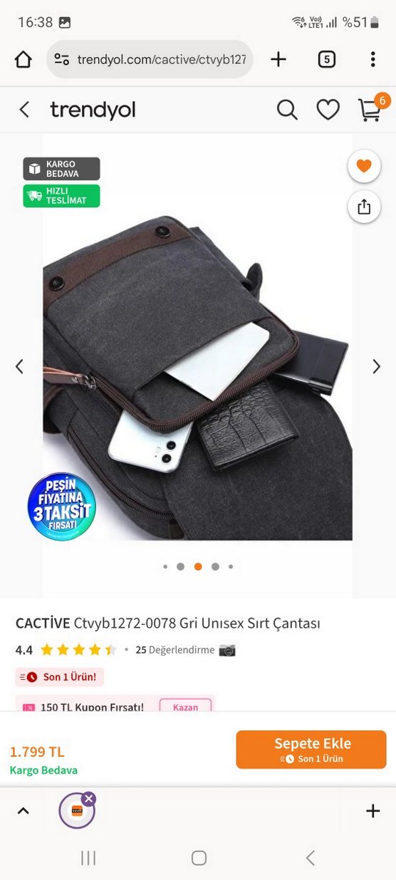Gri Unisex Sırt Çantası Laptop bölmeli - Görsel 5