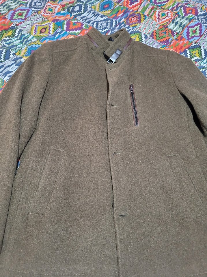 Erkek Kahverengi Yünlü Tokalı Kaban - Görsel 2