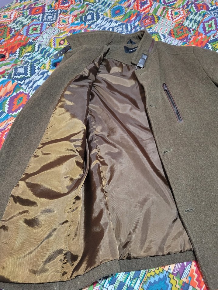 Erkek Kahverengi Yünlü Tokalı Kaban - Görsel 5