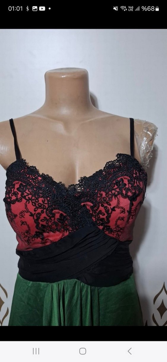 Straplez Drapeli Uzun Yeşil Kadın Elbise - Görsel 4