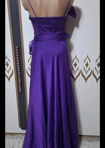 Drapeli Mor Straplez Uzun Kadın Abiye - Görsel 6