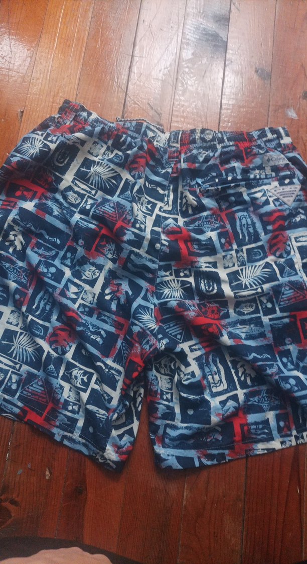 Düğmeli Gevşek Kesim Erkek Mavi Desenli Şort - Görsel 2