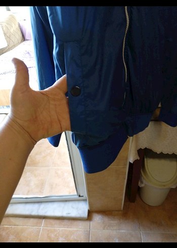 ErkekMavi Fermuarlı yagmurluk M beden - Görsel 8