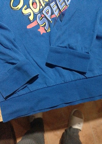 Erkek Çocuk Mavi Baskılı Sweatshirt - Görsel 7