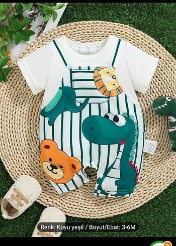 Diğer Renkli Baskılı Kısa Kollu Örme Erkek Bebek Tulum
