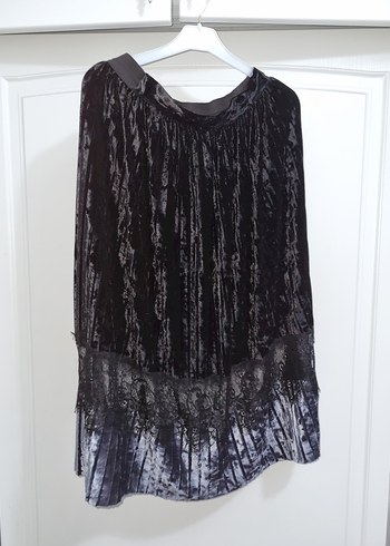 Drapeli Siyah Uzun Gotik Kadın Etek - Görsel 2