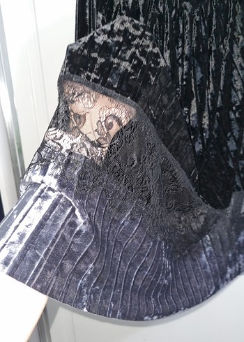 Drapeli Siyah Uzun Gotik Kadın Etek - Görsel 6