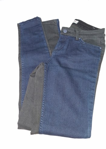 Gri ve Mavi Kadın Denim Pantolon - Görsel 2