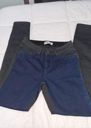 Gri ve Mavi Kadın Denim Pantolon - Görsel 3