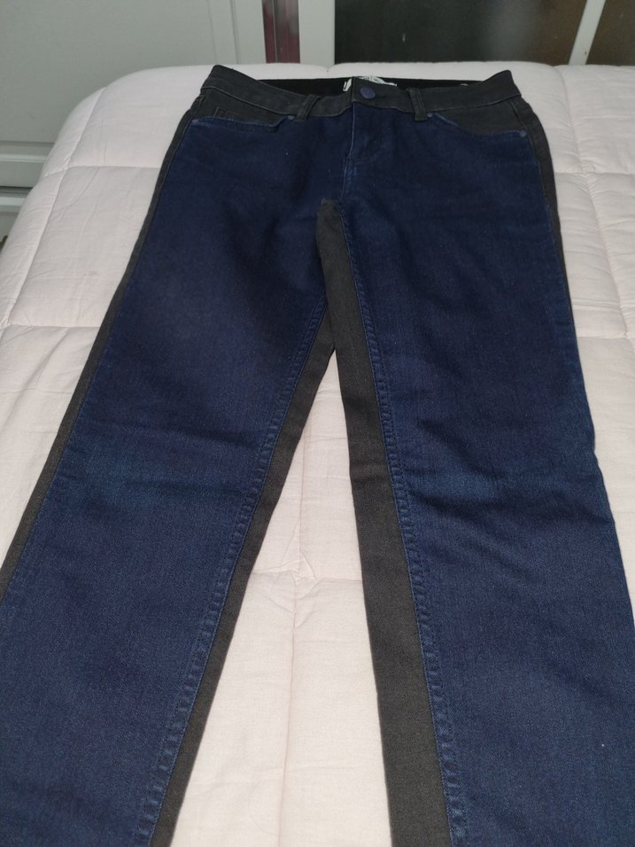 Gri ve Mavi Kadın Denim Pantolon - Görsel 5