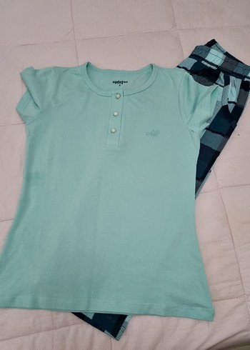 Mavi Düğmeli Kısa Kollu Erkek Pijama Takımı - Görsel 4