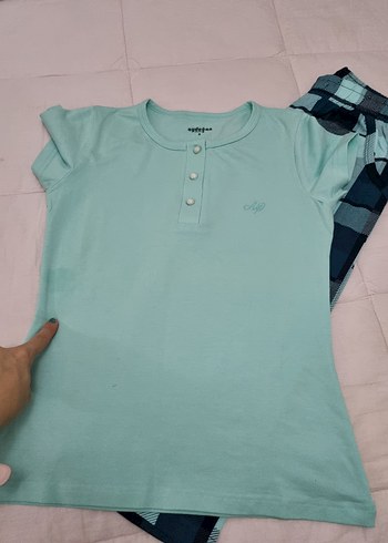 Mavi Düğmeli Kısa Kollu Erkek Pijama Takımı - Görsel 5