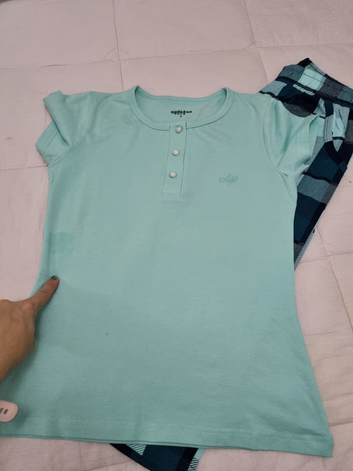 Mavi Düğmeli Kısa Kollu Erkek Pijama Takımı - Görsel 5