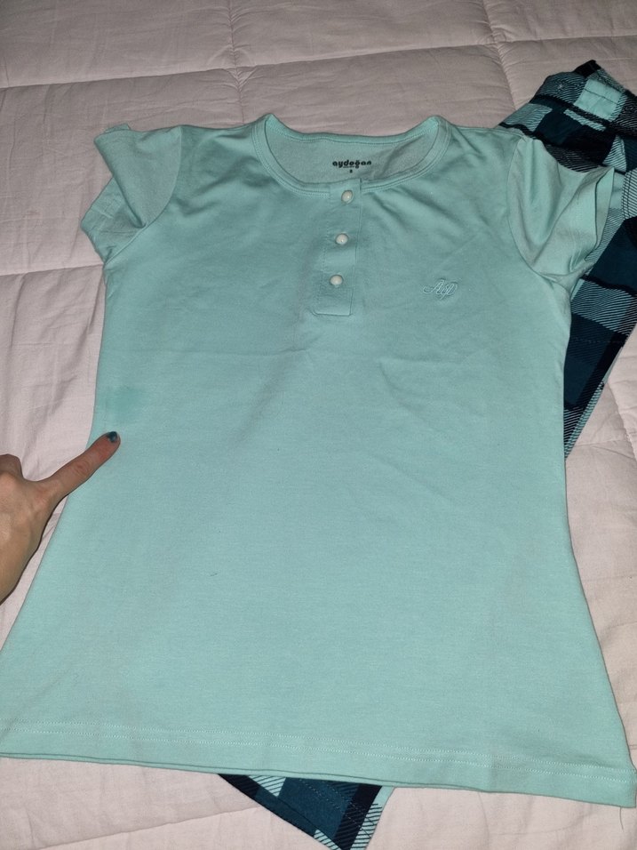 Mavi Düğmeli Kısa Kollu Erkek Pijama Takımı - Görsel 3