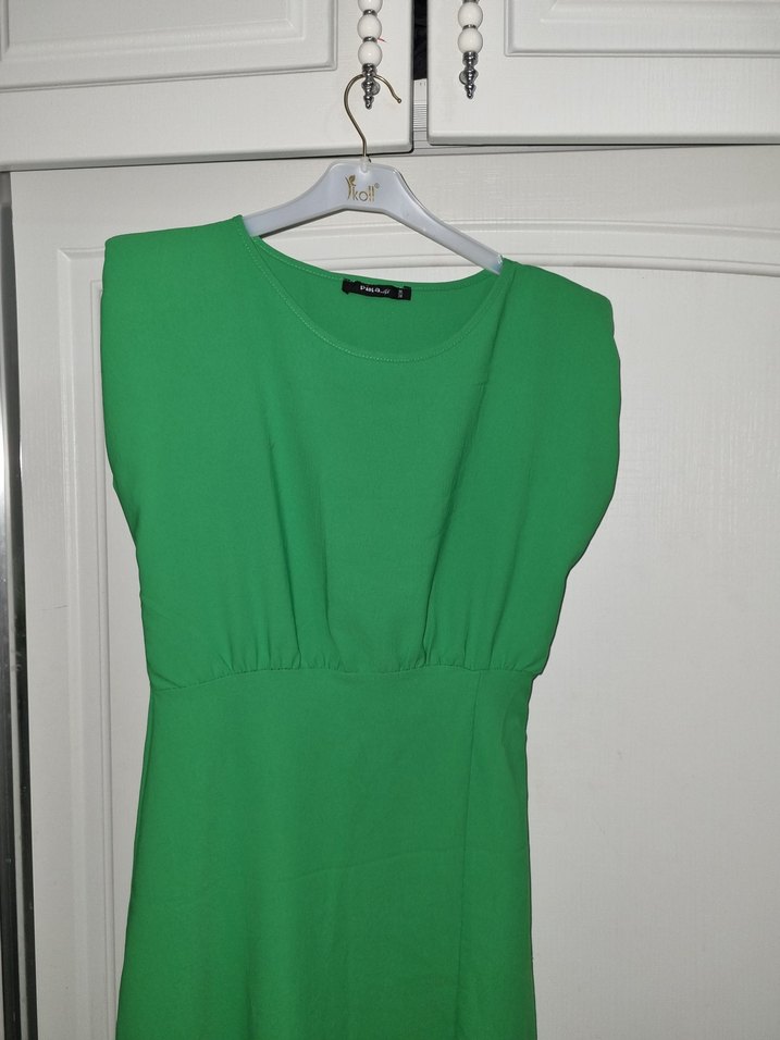 Yeşil Midi Hamile Elbisesi, Kolsuz, Basic - Görsel 4