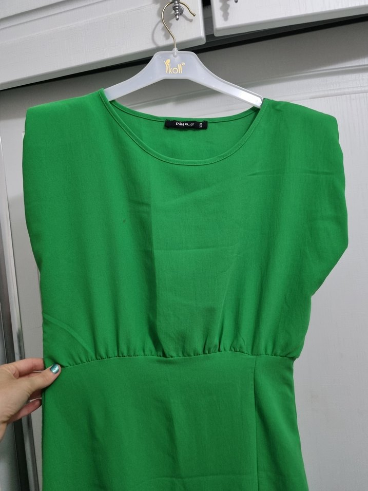 Yeşil Midi Hamile Elbisesi, Kolsuz, Basic - Görsel 2