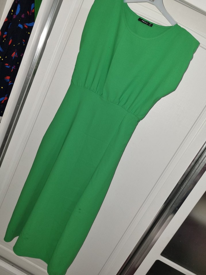 Yeşil Midi Hamile Elbisesi, Kolsuz, Basic - Görsel 5