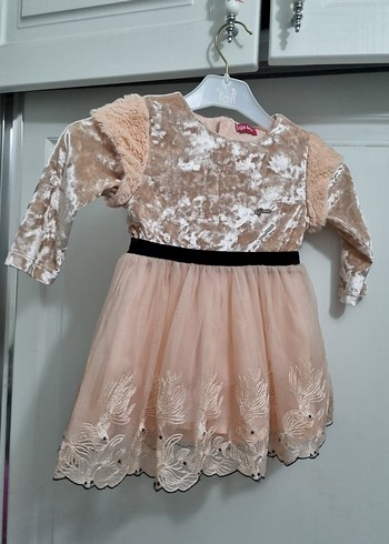 Kız Çocuk Pembe Dantel İşlemeli Elbise - Görsel 4