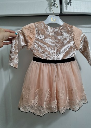 Kız Çocuk Pembe Dantel İşlemeli Elbise - Görsel 5