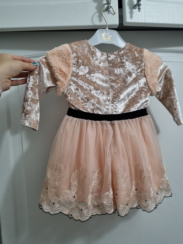 Kız Çocuk Pembe Dantel İşlemeli Elbise - Görsel 5