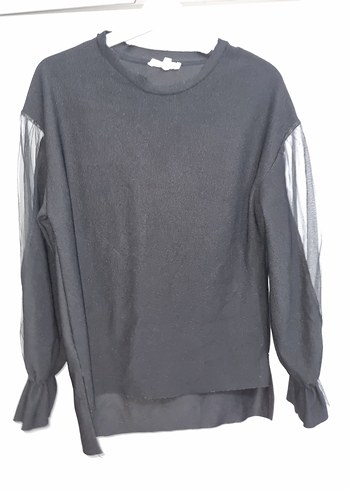 Siyah Triko Uzun Kollu Kadın Bluz - Görsel 4