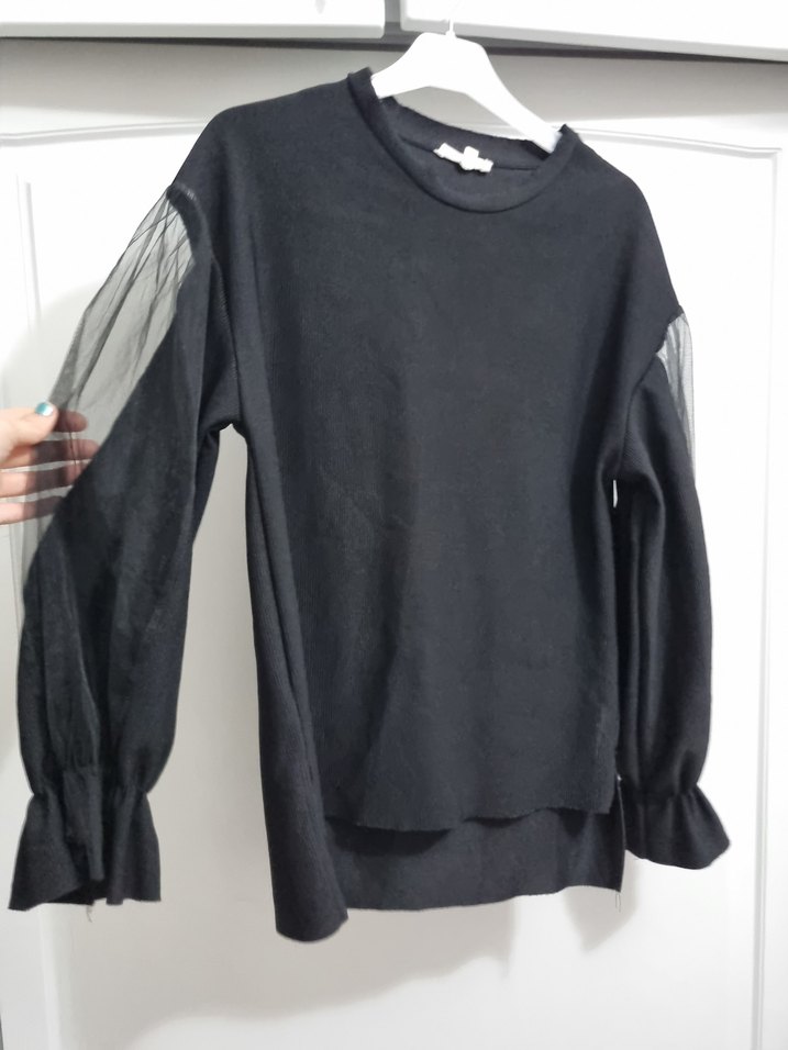 Siyah Triko Uzun Kollu Kadın Bluz - Görsel 2