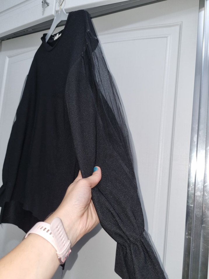 Siyah Triko Uzun Kollu Kadın Bluz - Görsel 3