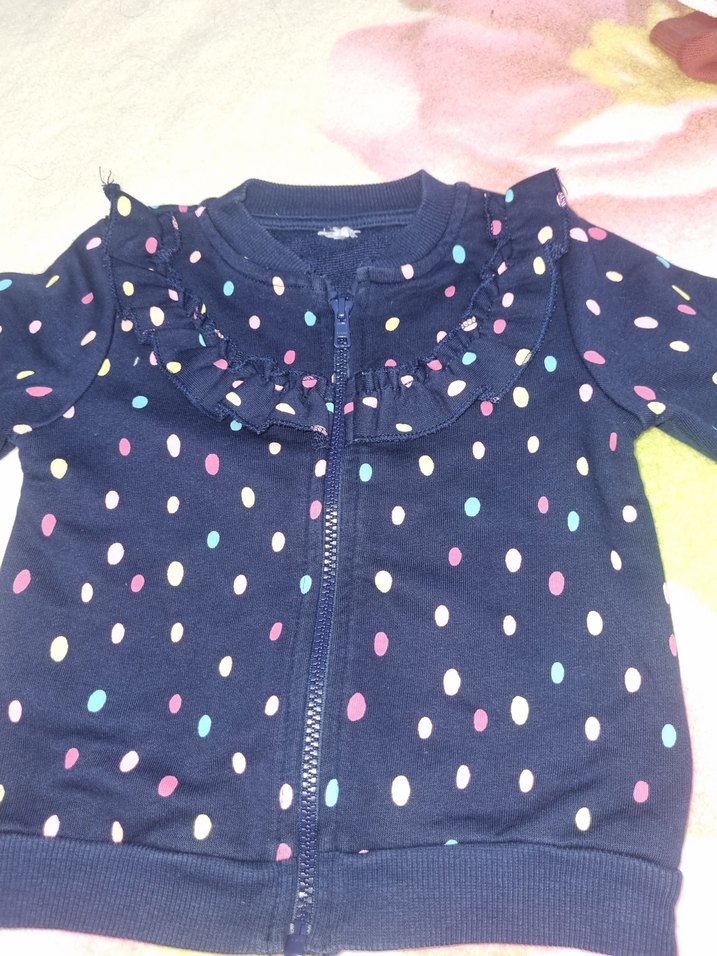 Kız Çocuk Renkli Baskılı Fermuarlı Sweatshirt iki adet - Görsel 3