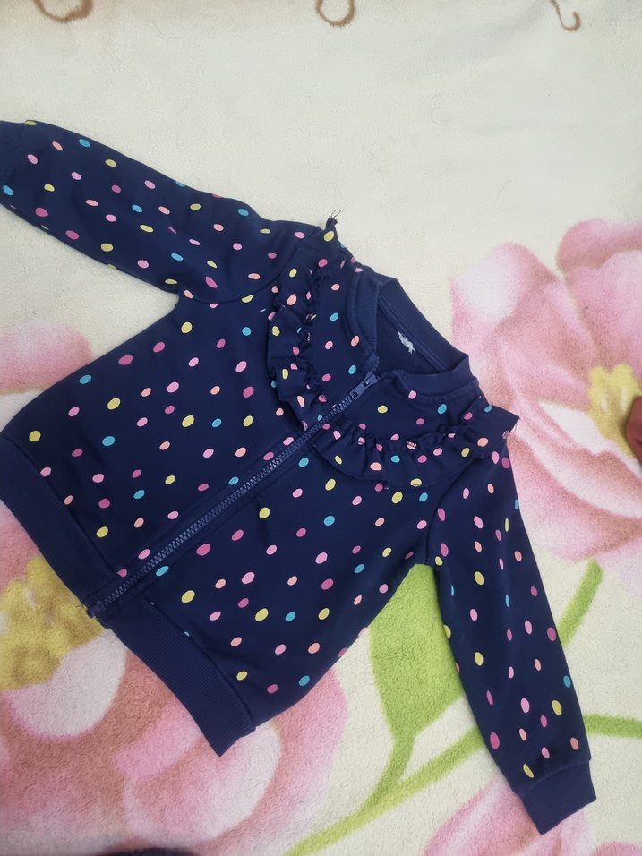 Kız Çocuk Renkli Baskılı Fermuarlı Sweatshirt iki adet - Görsel 4