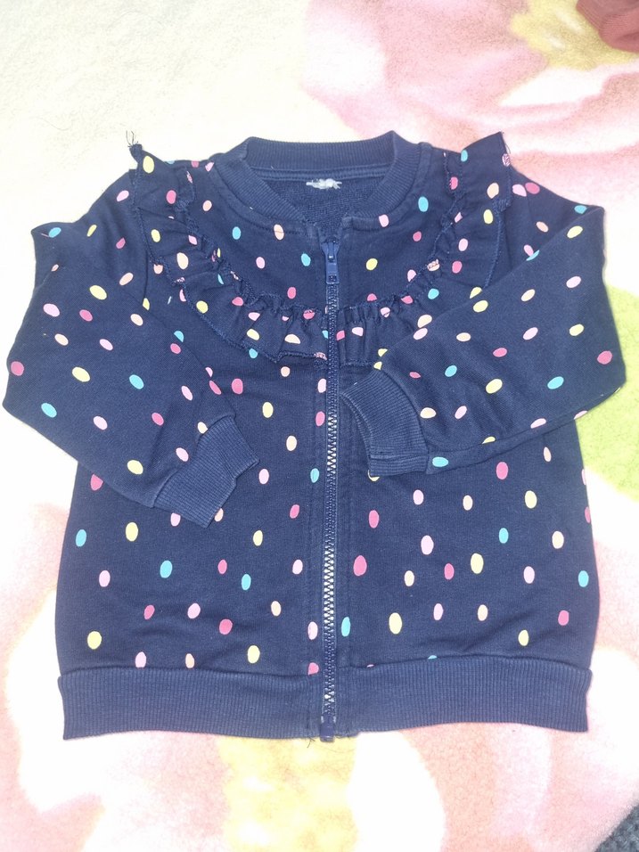 Kız Çocuk Renkli Baskılı Fermuarlı Sweatshirt iki adet - Görsel 2