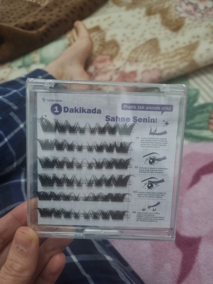 Bej Renkli Hızlı Takılan Takma Kirpik 2 adet var elimds - Görsel 5