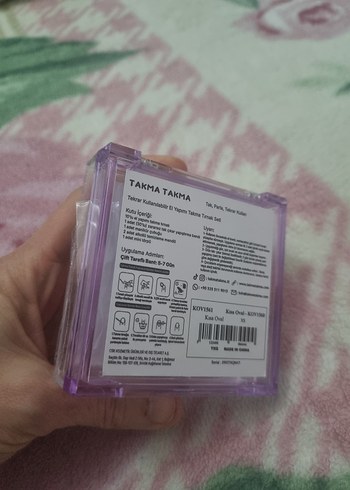 Bej ve Gri Simli Takma Tırnak Seti - Görsel 3