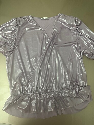 Zara lila parlak bluz