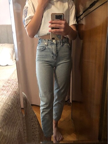 Açık renk Mom jean