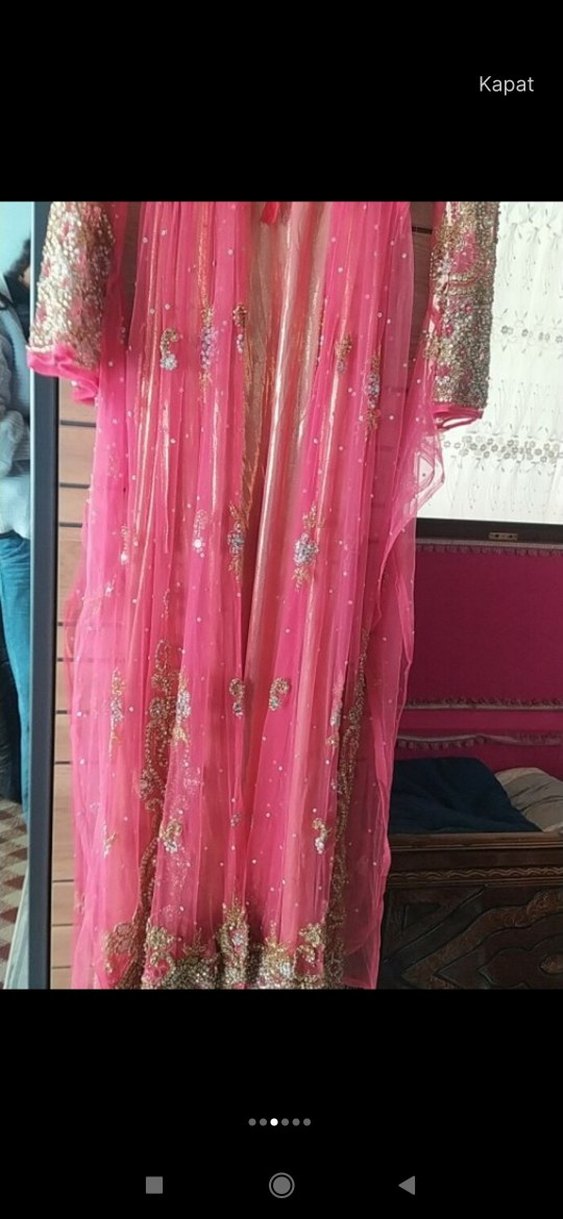 Pembe Nakışlı Uzun Bohem Kadın Elbise - Görsel 3