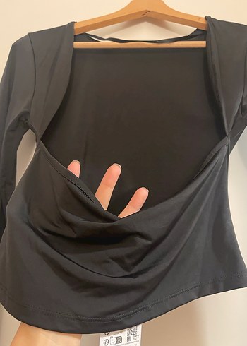 Stradivarius Etiketli sırt dekolte detaylı Siyah Uzun