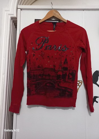 Kız Çocuk Parlak Baskılı Kırmızı Uzun Kollu Tişört - Görsel 2