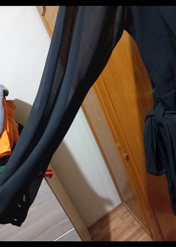 Uzun Kollu siyahKadın Salaş Elbise - Görsel 6