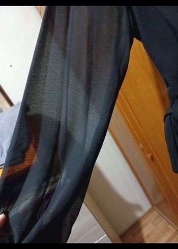 Uzun Kollu siyahKadın Salaş Elbise - Görsel 5