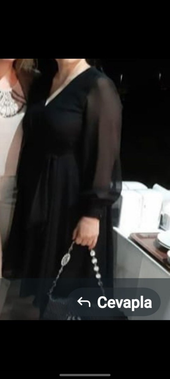 Uzun Kollu siyahKadın Salaş Elbise - Görsel 3