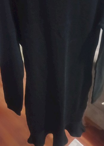 Boncuk İşlemeli Siyah Uzun Kollu Triko Elbise - Görsel 3