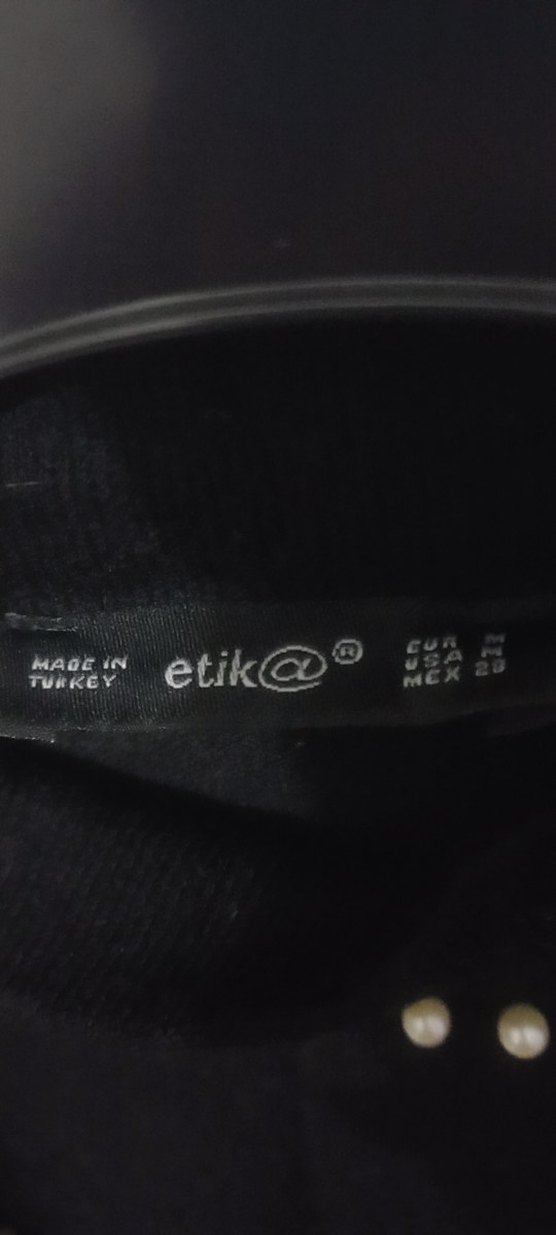 Boncuk İşlemeli Siyah Uzun Kollu Triko Elbise - Görsel 4