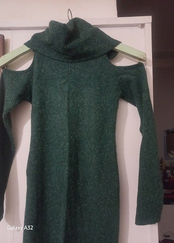 yesil Yün Uzun Kollu Yüksek Yakalı Triko tunik - Görsel 5